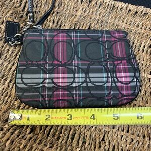 Coach Black and Pink Plaid Wristlet